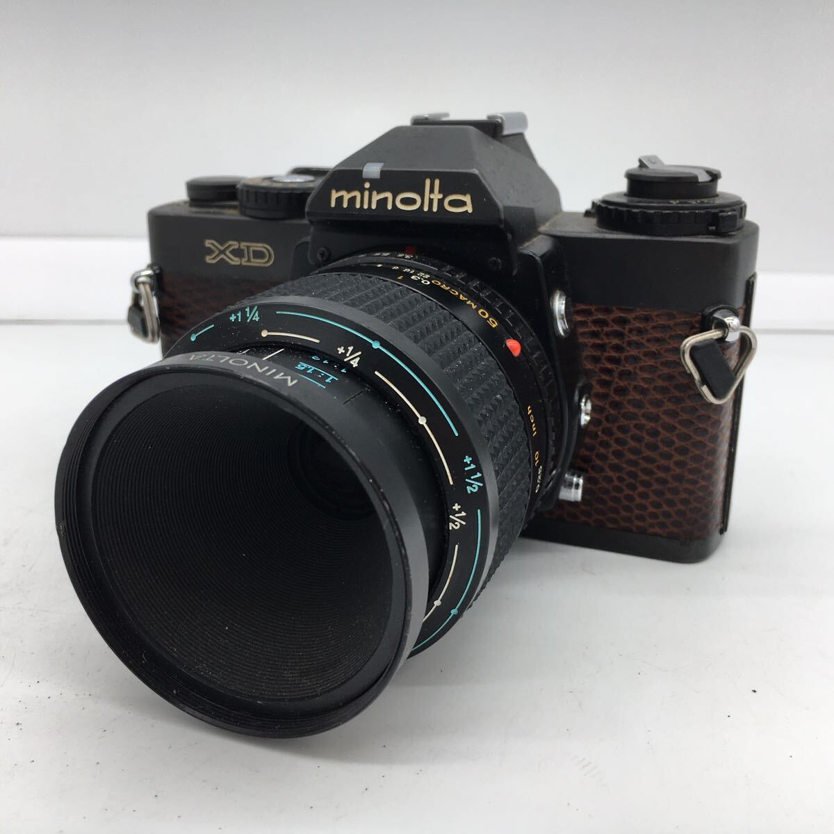 ミノルタ Minolta XD + MD MACRO 50mm 1:3.5 フィルム カメラ 現状品 動作未確認の画像1