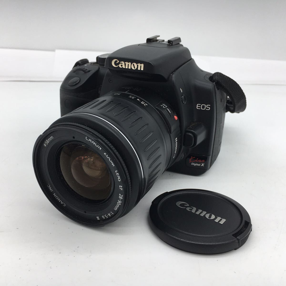 Canon キャノン EOS Kiss Digital X ブラック ボディ+ EF 28-90mm 1:4-5.6Ⅲ レンズ デジタル 一眼 カメラ バッテリー付属 動作確認済_画像1