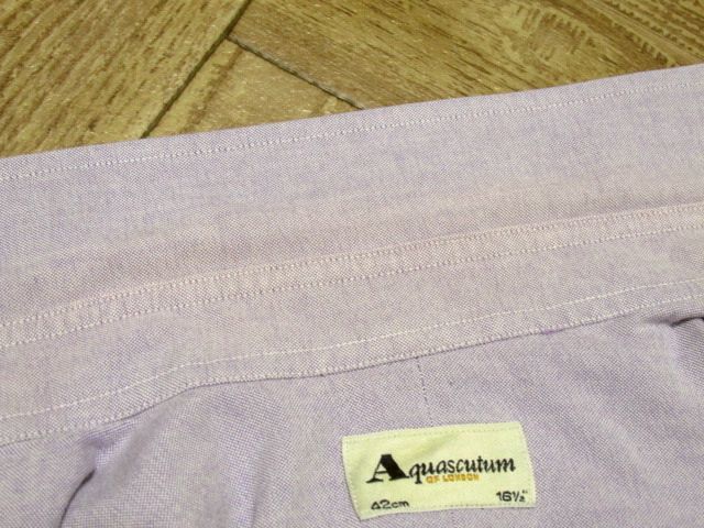 [ prompt decision / including postage ] Britain made Aquascutum Aquascutum button down long sleeve oxford OXFORD shirt 16 1/2 light purple Logo embroidery 