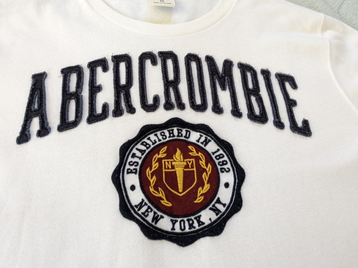 アバクロンビー&フィッチ　メンズ　Ｔシャツ　白（ホワイト）　Mサイズ　ロゴビンテージ加工　Abercrombie_画像5