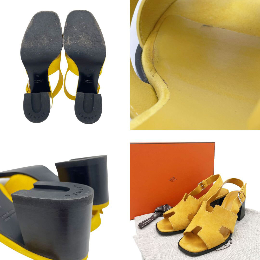 【美品】エルメス サンダル エルベ60 シェーヴル・ヴェロア ジョーヌ 7Q46 Yahoo!オークション - HERMES エルメス サンダル エルベ60