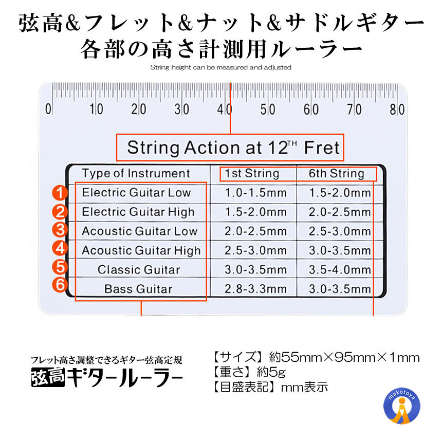  guitar string height Roo la- ruler fret height adjustment -stroke ring Language pitch measurement adjustment for maintenance necessities GUITERLU