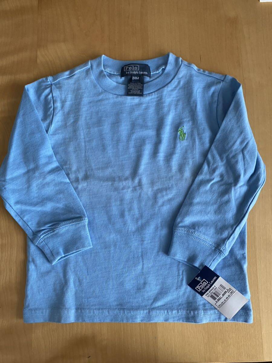 新品 未使用 Polo RALPH LAUREN ポロ ラルフローレン 長袖Tシャツ 2歳 ブルー 水色 タグ付きの画像1