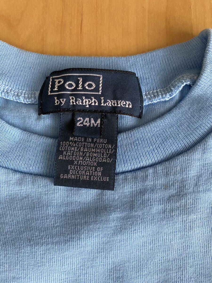 新品 未使用 Polo RALPH LAUREN ポロ ラルフローレン 長袖Tシャツ 2歳 ブルー 水色 タグ付きの画像3