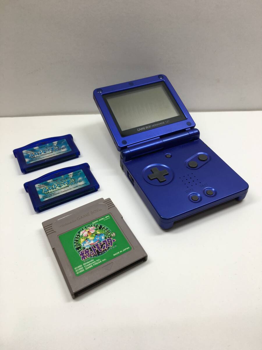 [2220] retro game Game Boy Advance SP azulite blue Pokemon green sapphire 2 ps total 4 point set start-up has confirmed secondhand goods 