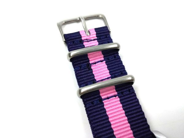  нейлоновый милитари ремешок nato модель текстильный ремень наручные часы темно-синий X розовый 2 полоса 22mm