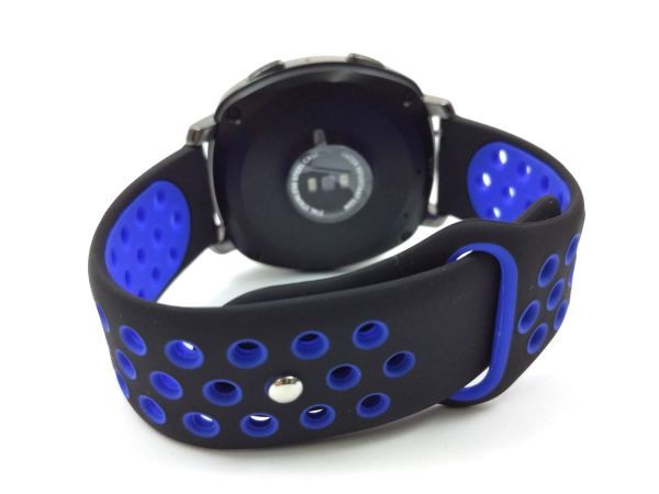 スポーツバンド 交換用腕時計ベルト シリコン ストラップ ブラックXブルー 20mm_画像1