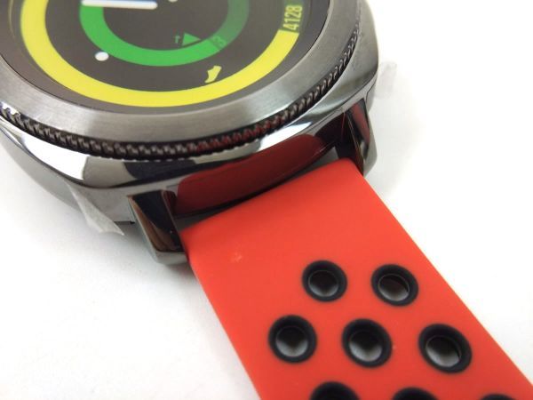 スポーツバンド 交換用腕時計ベルト シリコン ストラップ レッドXブラック 20mm_画像5