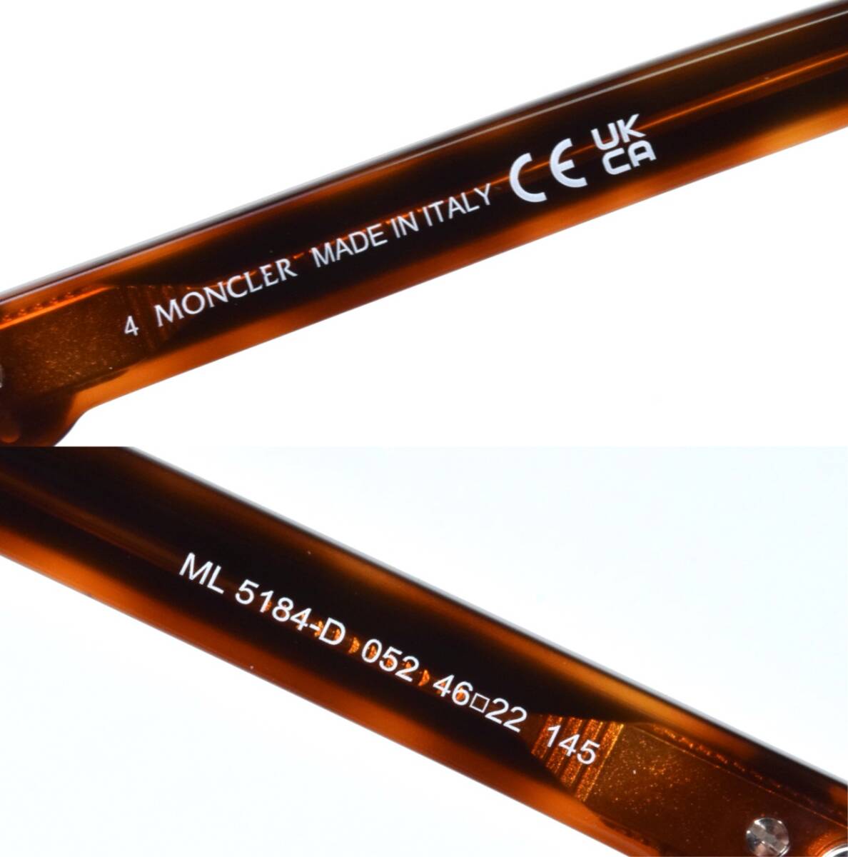 未使用 MONCLER モンクレール メガネ フレーム 眼鏡 ML5184-D 052 ブラウンデミ ウェリントン_画像9