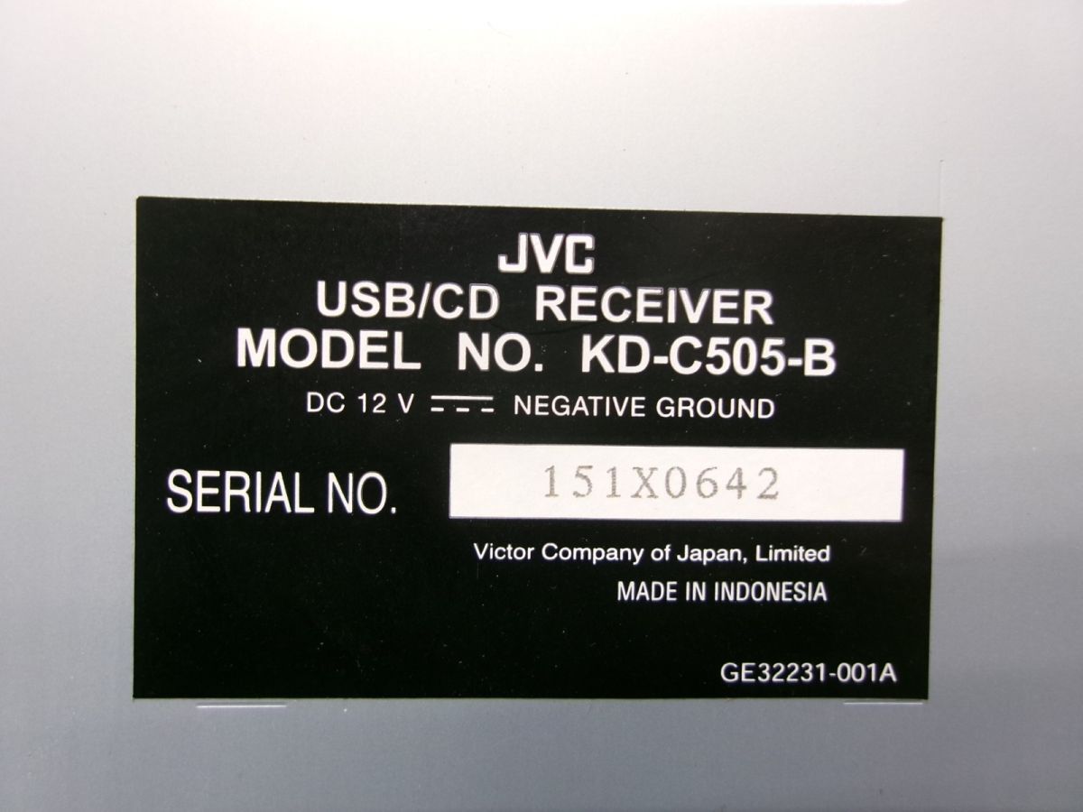 ★激安!★JVC KD-C505-B CDデッキ プレーヤー オーディオ 1DIN USB / 2R5-425_画像5
