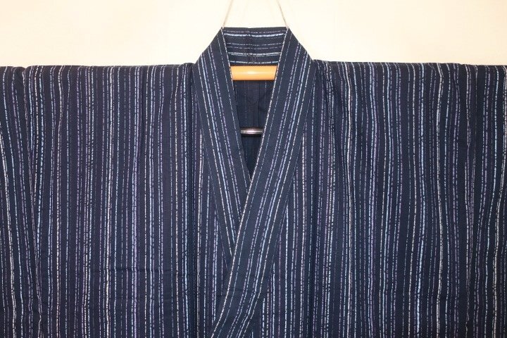 . month 2504.. cotton pongee higashi Kyouyuuzen style man tree cotton kimono single . yukata .69 height 142К purple navy blue .. month rain . new goods . quality goods peerless tailoring 