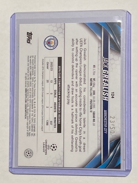 2023-24 Topps UEFA Club Competitions Gold Jack Grealish /50 ジャック・グリーリッシュ_画像2