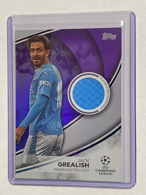 2023-24 Topps UEFA Club Competitions Purple Jersey Card Jack Grealish /299 ジャック・グリーリッシュ 選手着用ジャージーカード_画像1