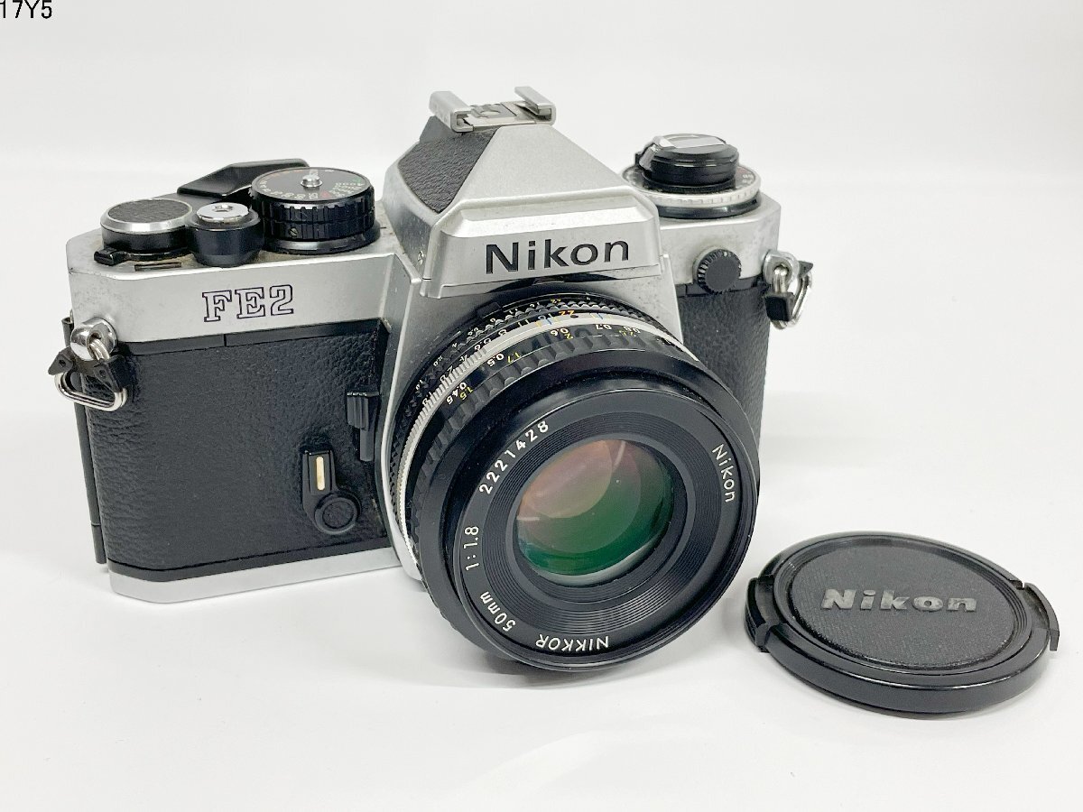 ★シャッターOK◎ Nikon ニコン FE2 NIKKOR 50mm 1:1.8 一眼レフ フィルムカメラ ブラックボディ レンズ 17Y5-8の画像1