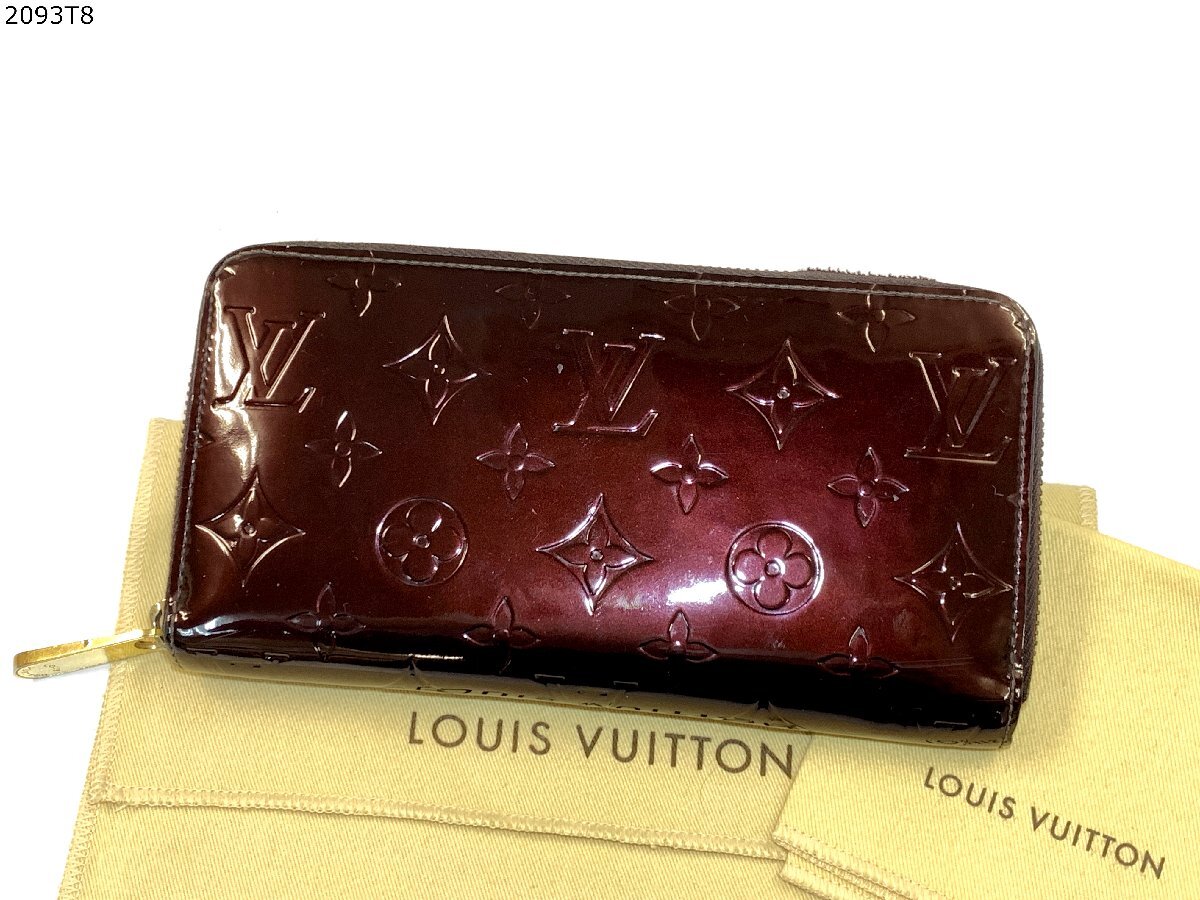 ★Louis Vuitton ルイヴィトン ヴェルニ 長財布 ジッピーウォレット M93522 アマラント ラウンドファスナー 保存袋 2093T8-13の画像1