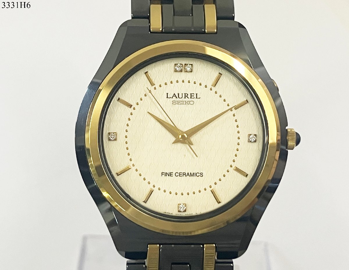 ★稼働品◎ SEIKO セイコー LAUREL ローレル キネティック 4M21-0B00 オートクォーツ ファインセラミックス メンズ 腕時計 3331H6-16の画像1