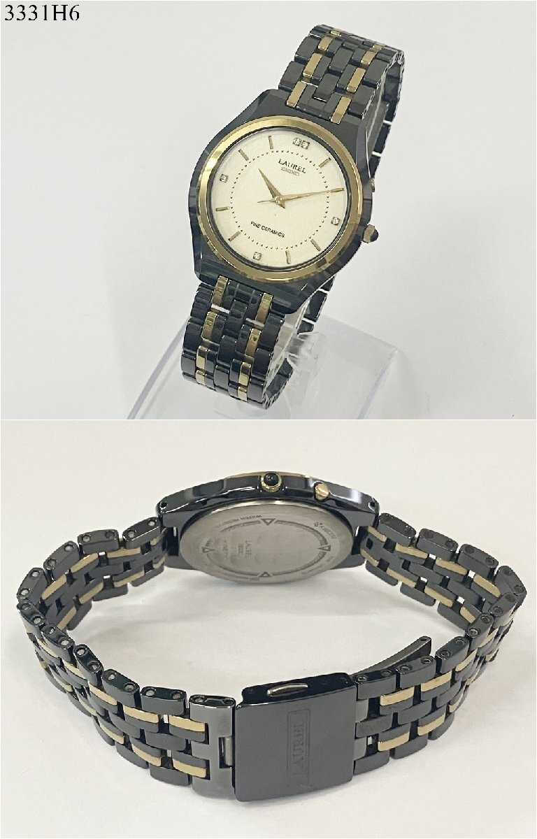 ★稼働品◎ SEIKO セイコー LAUREL ローレル キネティック 4M21-0B00 オートクォーツ ファインセラミックス メンズ 腕時計 3331H6-16の画像4