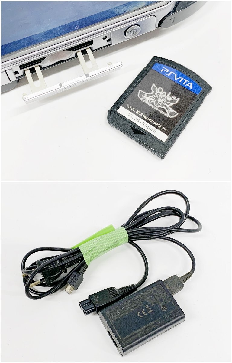 ★通電OK◎ SONY ソニー PSVITA PCH-1100 play Station Vita ブラック ゲーム機 本体 アダプタ 朧村正 ソフト付き 2482K6-2の画像6