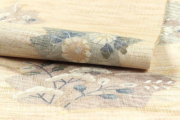 【和遊館】OFH827 夏帯未使用お仕立て上がり！すくい織り高級袋帯 秋草の画像3