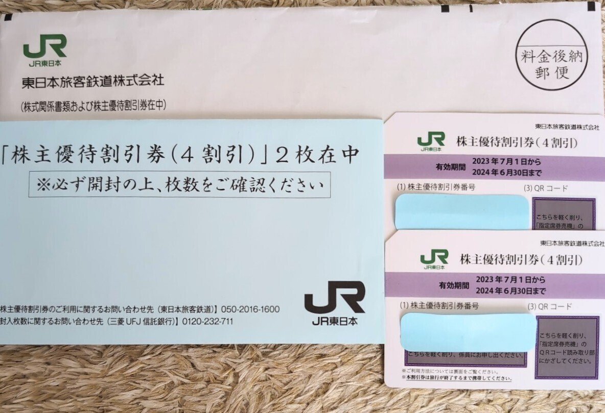 JR東日本 株主優待割引券2枚セット_画像1