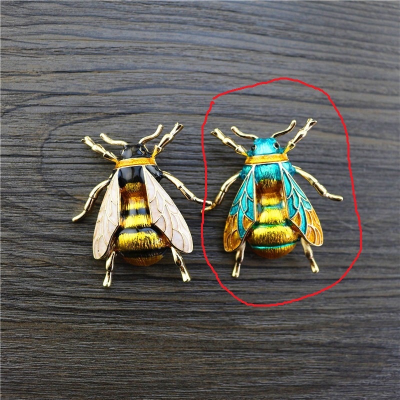 同梱Ok送安[ミツバチ蜜蜂みつばち 昆虫ブローチ ]羽ハエ虫ピンバッジ蜂pin動物ピン金属メッキ触角 青 黄色バンブルビー装飾アクセサリー蠅_画像2