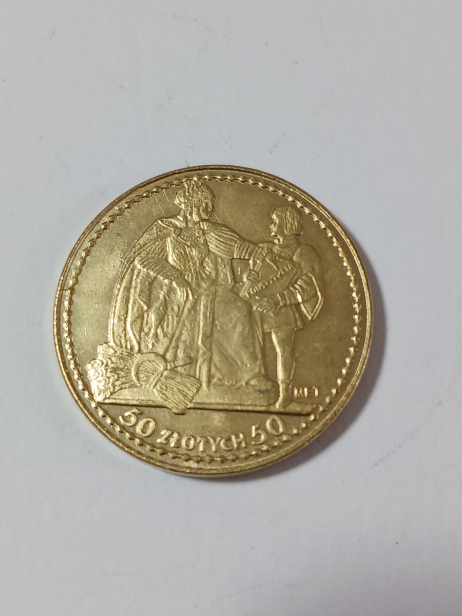 外国古銭 ポーランド 古銭 1925年 三月憲法記念 20ズウォティ 国章 鷲 クラウン 小型金貨 直径 約28mm 重量:約12.0gの画像2