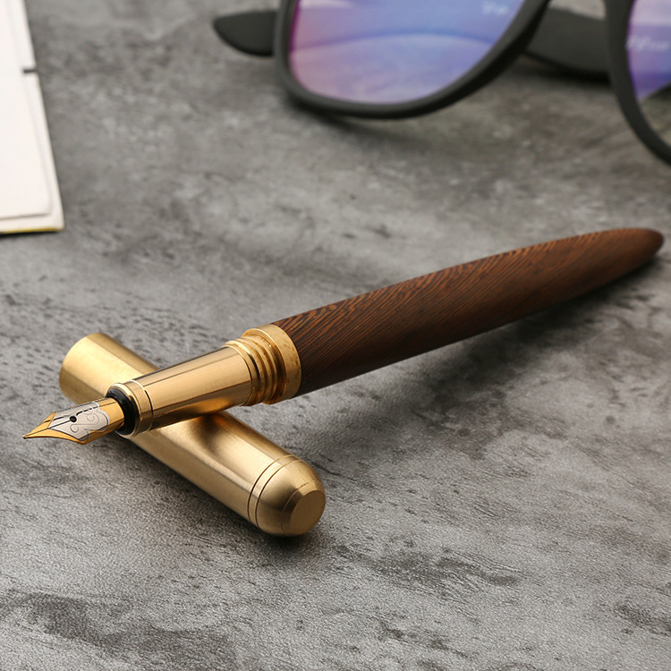木製の万年筆　虎皮木　タイガースキンウッド　高さ0.7 mmの木製の万年筆、文房具用のインク補充コンバーター　 万年筆