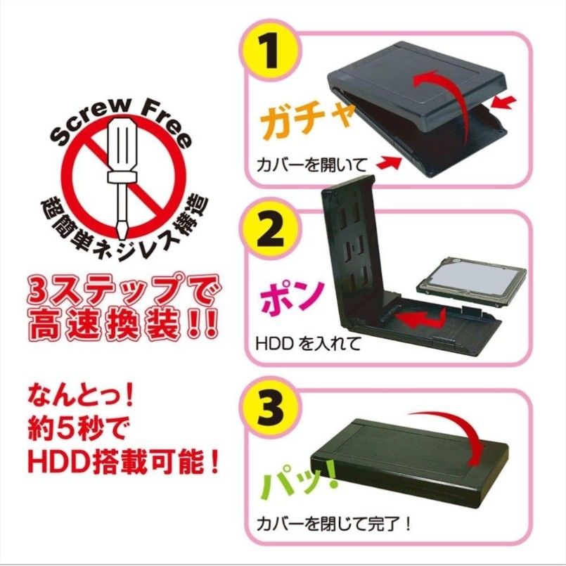 TOSHIBA 500GB 外付HDD USB3.0対応 2.5inch HDD/SSD(SATA対応)用外付けHDDケースに内蔵