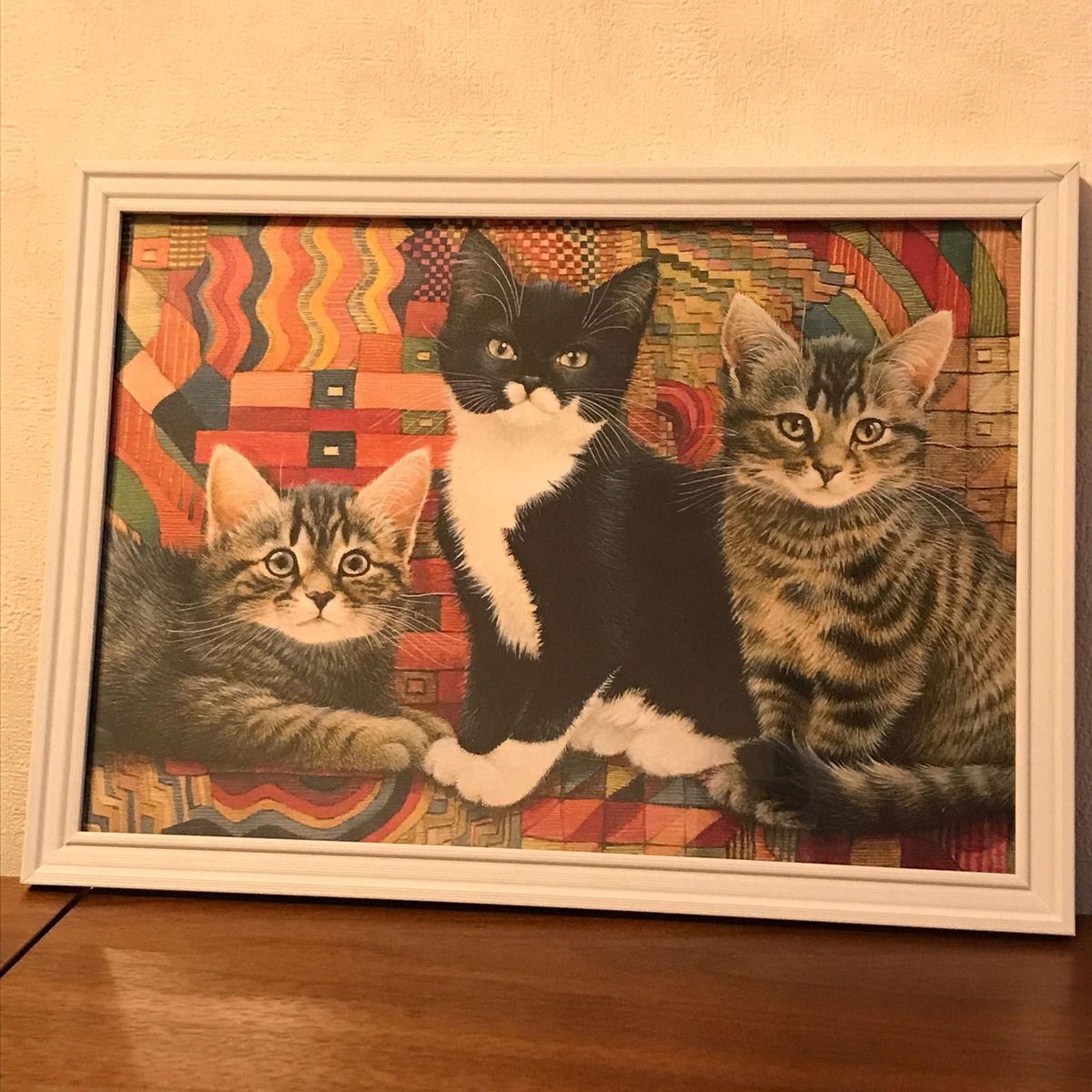 cat アンティーク 雑貨 猫 ネコ アート 絵画 複写額付き　A4