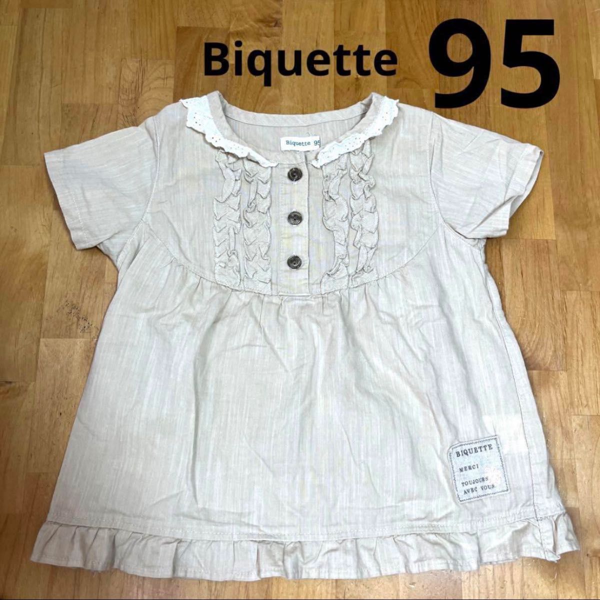 Biquette ビケット トップス 95cm キムラタン　 Tシャツ 半袖 女の子 子供服 リボン ブラウス チュニック レース