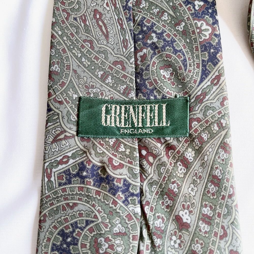 美品★GReNFELL★グリーン★ペイズリー★総シルク★イギリス製★ネクタイ★9パターン柄 ブランドネクタイ _画像7