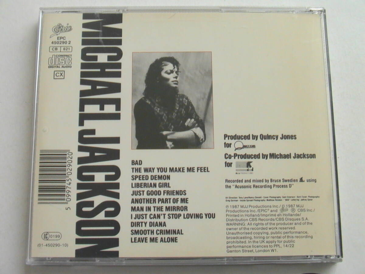 【JAPAN EXPORT】MICHAEL JACKSON / BAD EPC450290 2 DIDP-10645 21A1 +++++ 国内プレス逆輸入盤_画像2