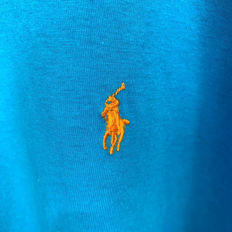 ポロ ラルフローレン XLサイズ ワンポイント 半袖 カットソー POLO Ralph Lauren メンズ Tシャツ 青 ブルー_画像3