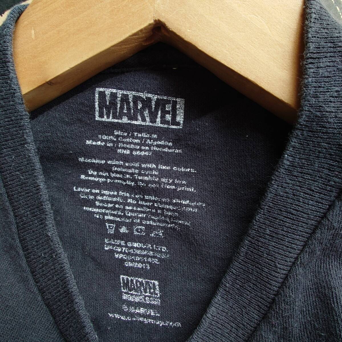  MARVEL マーベル 半袖Ｔシャツ　アメリカ古着　Мサイズ相当【訳あり】ブラック コットン　　　930-6G2114_画像3