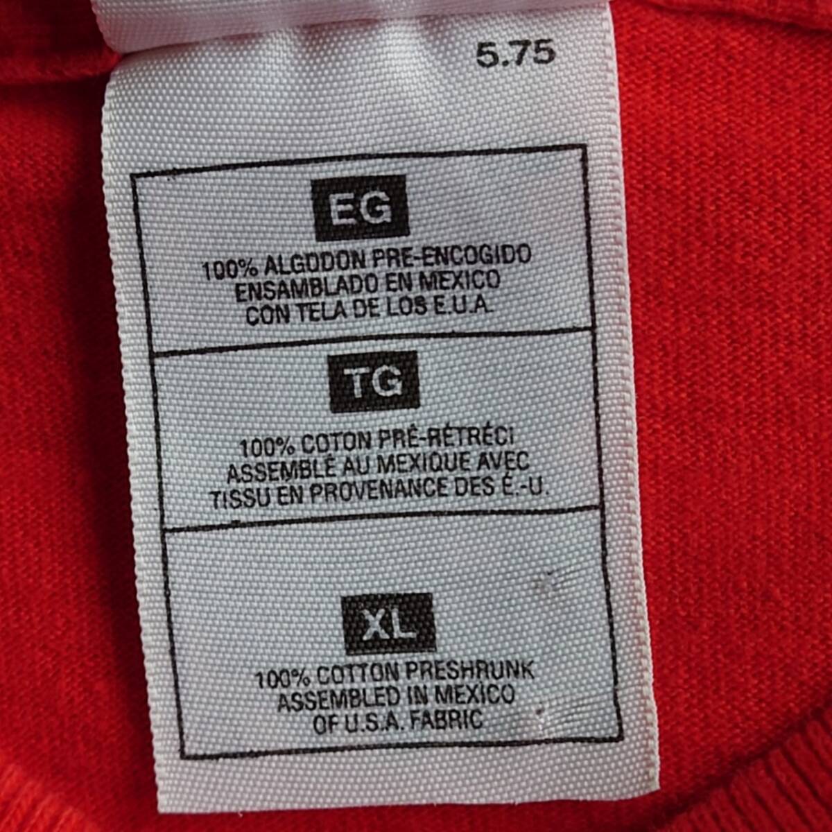 FRUIT OF THE LOOM（フルーツオブザルーム）アメリカ古着　半袖Tシャツ XL(LL) color赤　コットン　911-6G1910_画像4