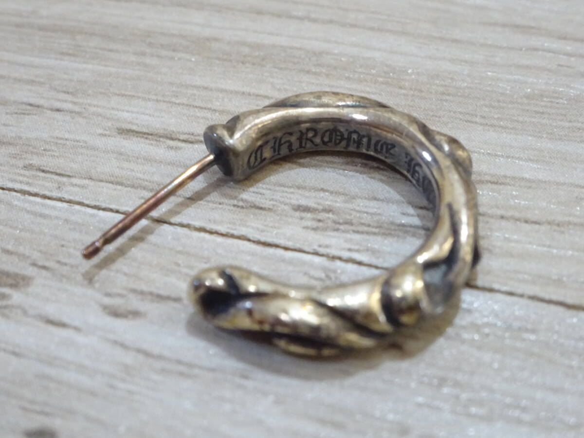 ★CHROME HEARTS/クロムハーツ フープイヤリング ピアス ポスト14K・シルバーSV925刻印★_画像6