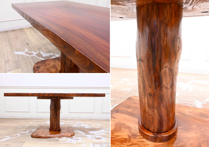 IP111 美品 欅 けやき 一枚板 天然木 ダイニングテーブル 食卓テーブル 食卓机 幅140cmの画像3