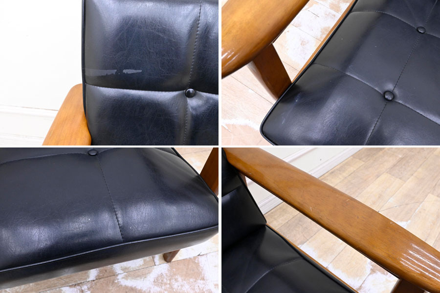 DQ312 オールド カリモク Kチェア 1シーター アームソファ 椅子 一人掛け シングルチェア ビンテージ 各単品にて出品_画像4
