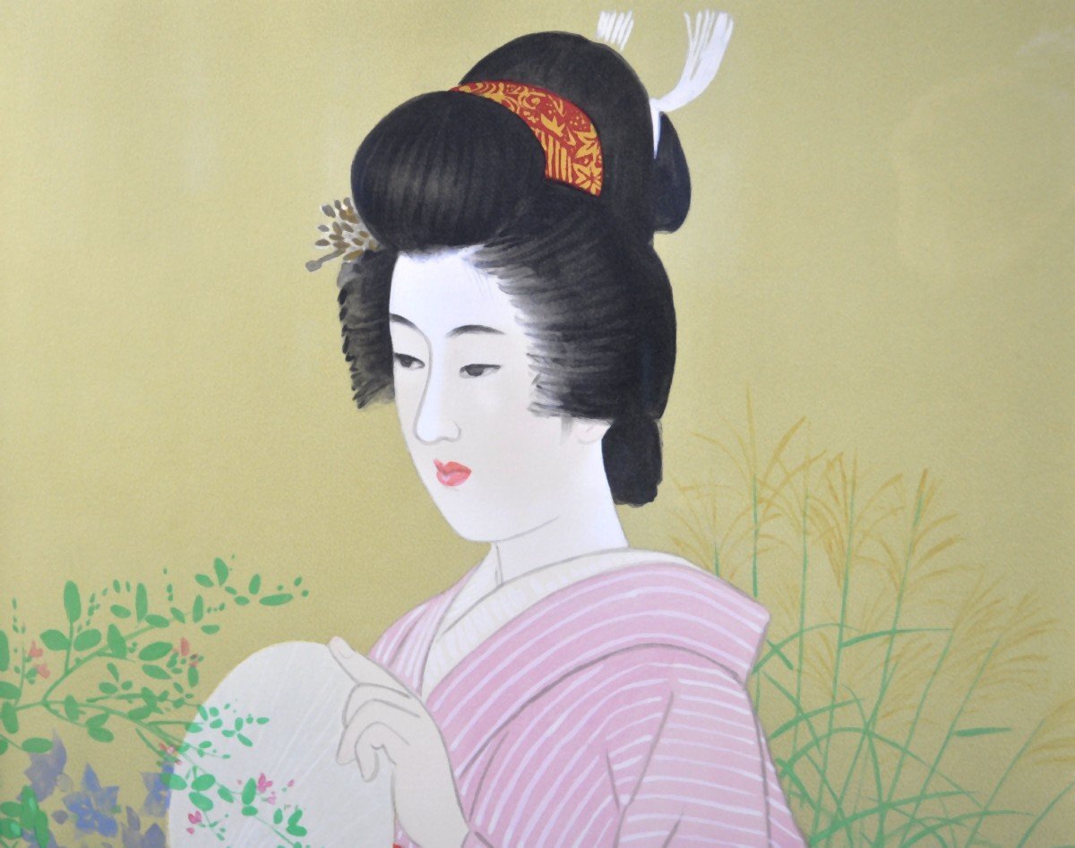 伊東深水 「千種の庭」 石版画 限定200部 額装 報道出版株式会社 G Yahoo!オークション - 伊東深水 手種の庭 石版画 リトグラフ