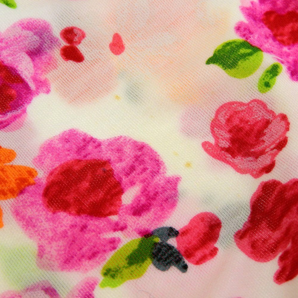 美品 LEONARD レオナール 花柄 半袖 トップス レディース コットン ホワイト×ピンク系 Lの画像5