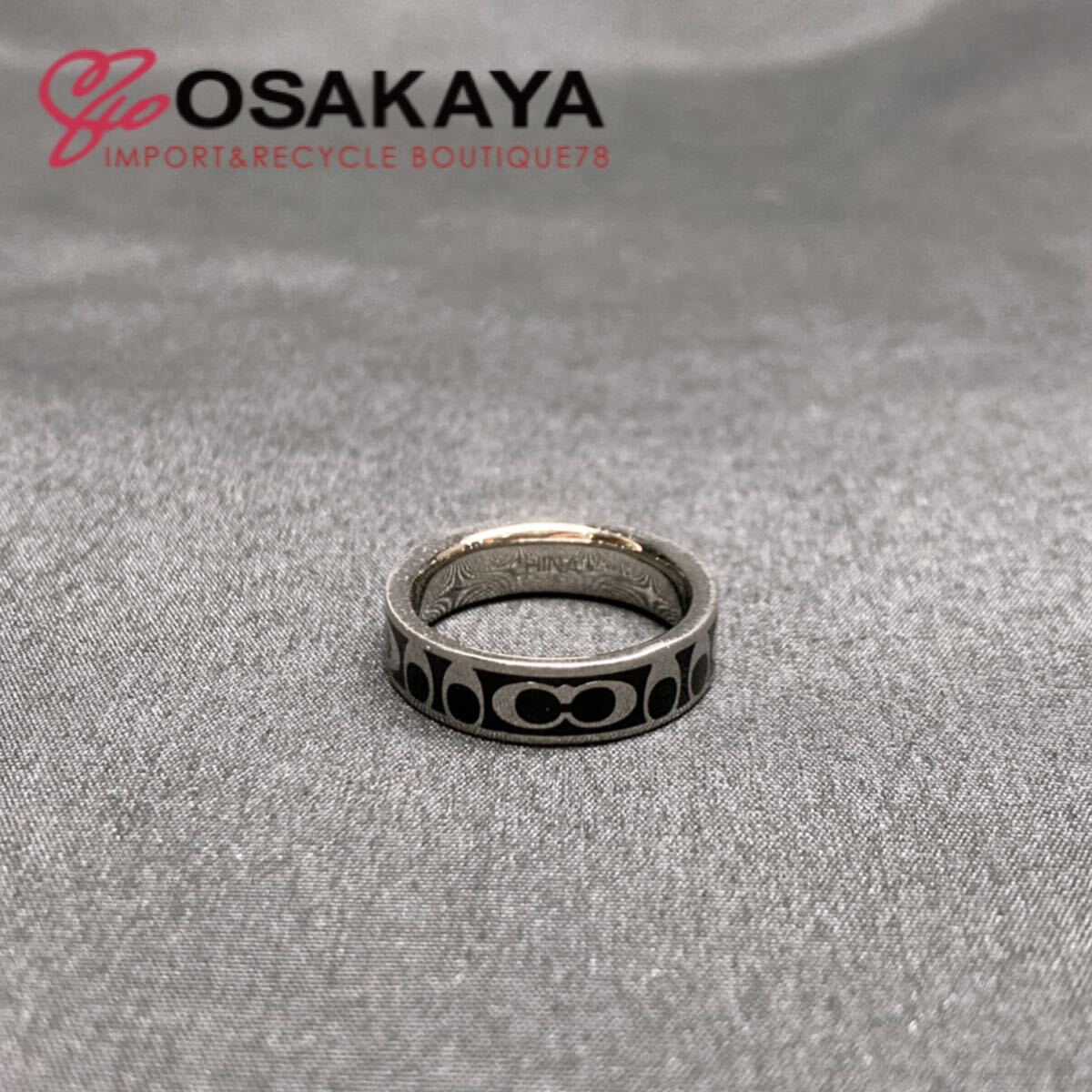  б/у COACH signature кольцо черный серебряный #11 Coach аксессуары женский мужской унисекс простой общий рисунок кольцо 