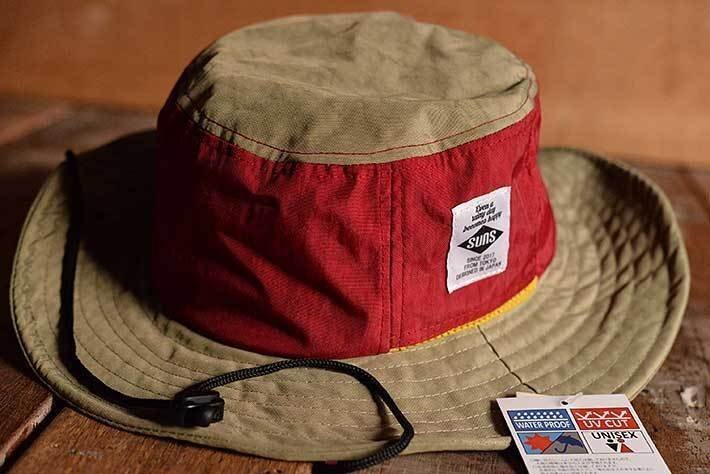 撥水 UV アドベンチャーハット サファリ ハット 帽子 メンズ レディース 夏フェス 釣り 登山 キャンプ H-051 ベージュ/ワイン 新品の画像2