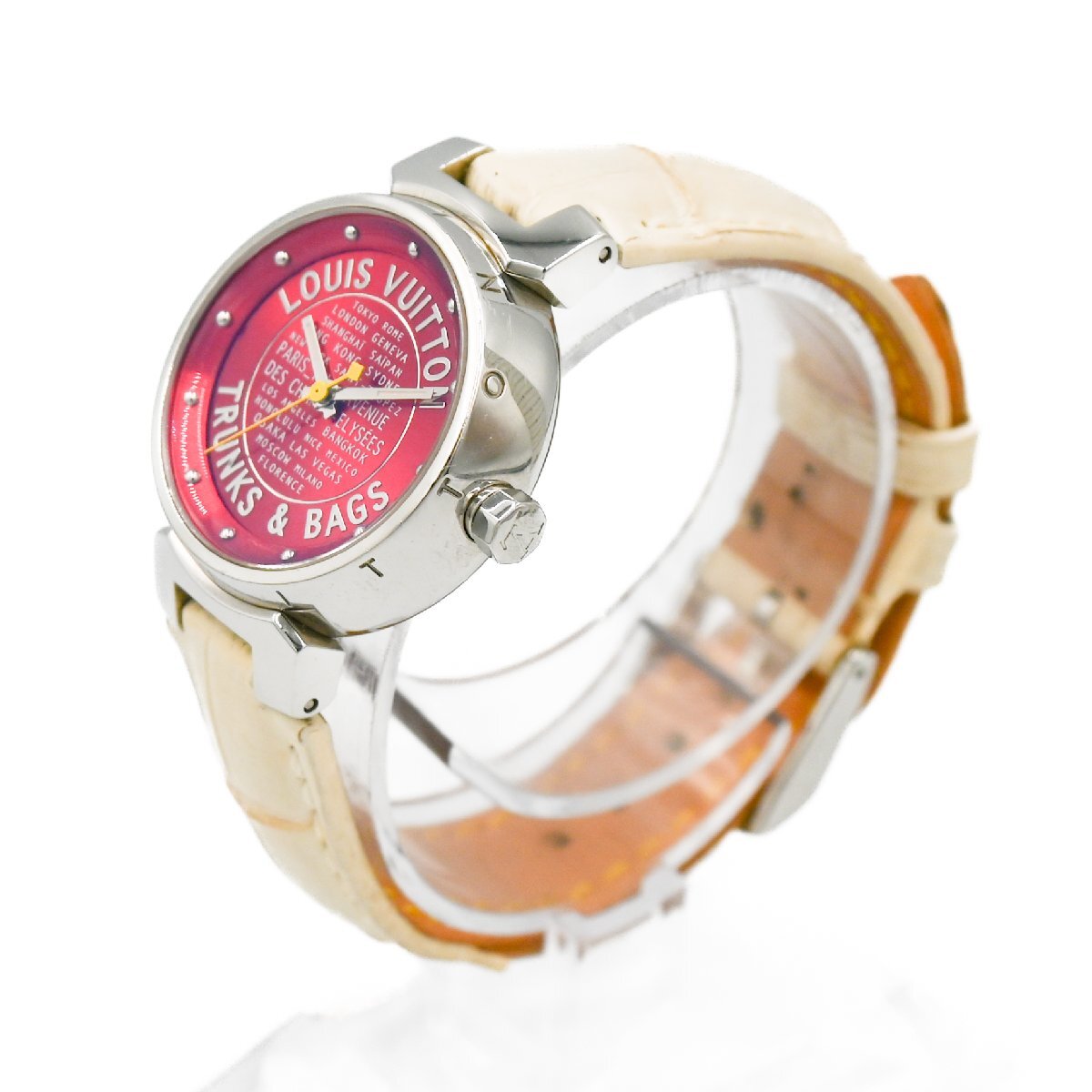 1 иен работа LOUISVUITTON LV Vuitton язык b-ruQ121N QZ кварц красный циферблат женские наручные часы женский раунд бренд 346120240507
