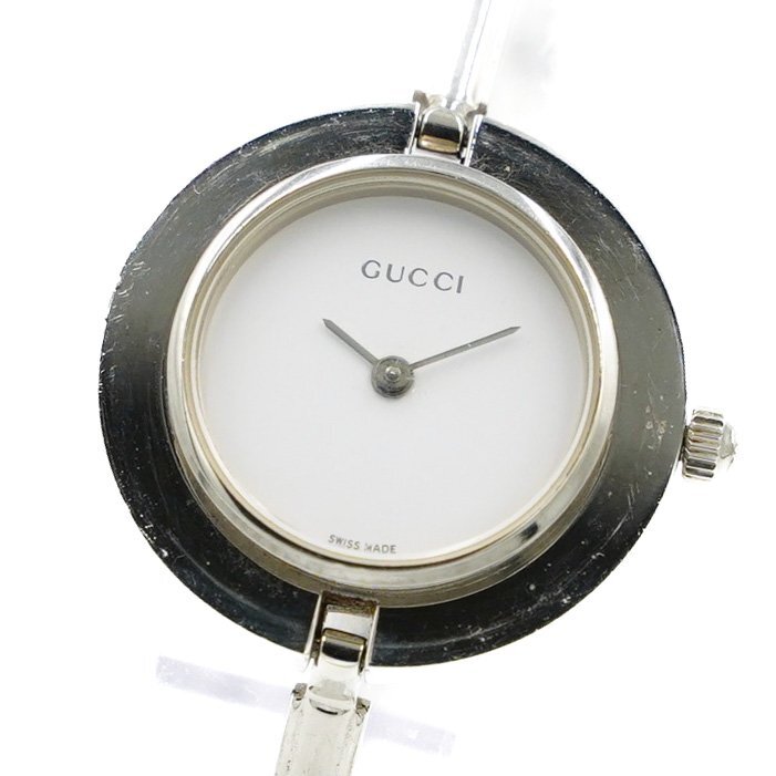 1 иен работа хорошая вещь с ящиком GUCCI Gucci перемена оправа 11/12.2L серебряный браслет часы QZ белый циферблат SS женские наручные часы 335520240507