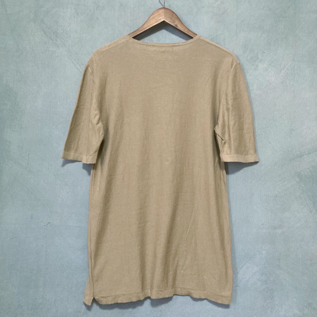 イタリア製 BAFY バフィー BEAMS 別注 コットン サマーニット 半袖 Tシャツ カットソー size.不明(L程度) ベージュ ブラウン_画像5