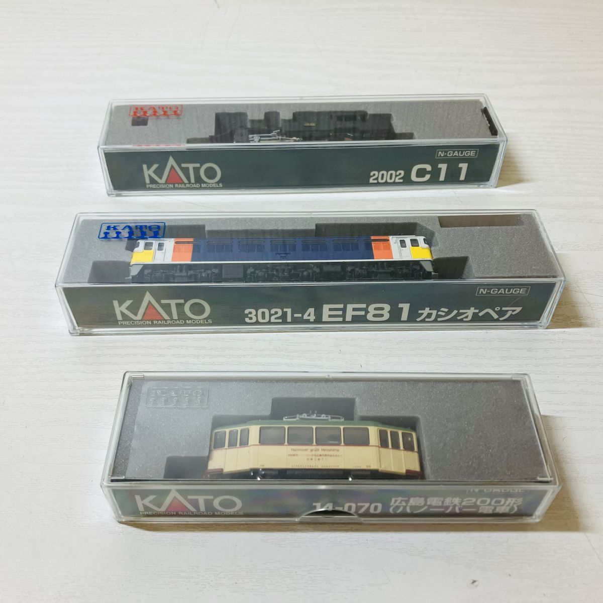 妥7【60】1円～ 動作確認済 KATO 3021-4 EF81 カシオペア 14-070 広島電鉄200形 ハノーバー電車 2002 C11 機関車 まとめ ジャンクの画像1