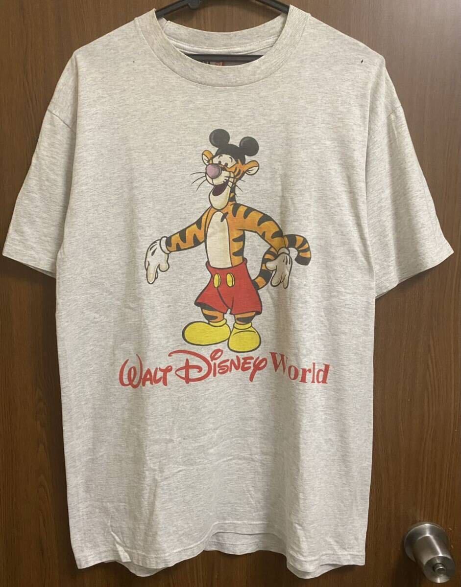 レア 90s Disney Tigger ティガー Mickey costume ビンテージ Tシャツ L USA製 vintage Pooh ディズニー 映画 アニメ / fantasia villainsの画像1