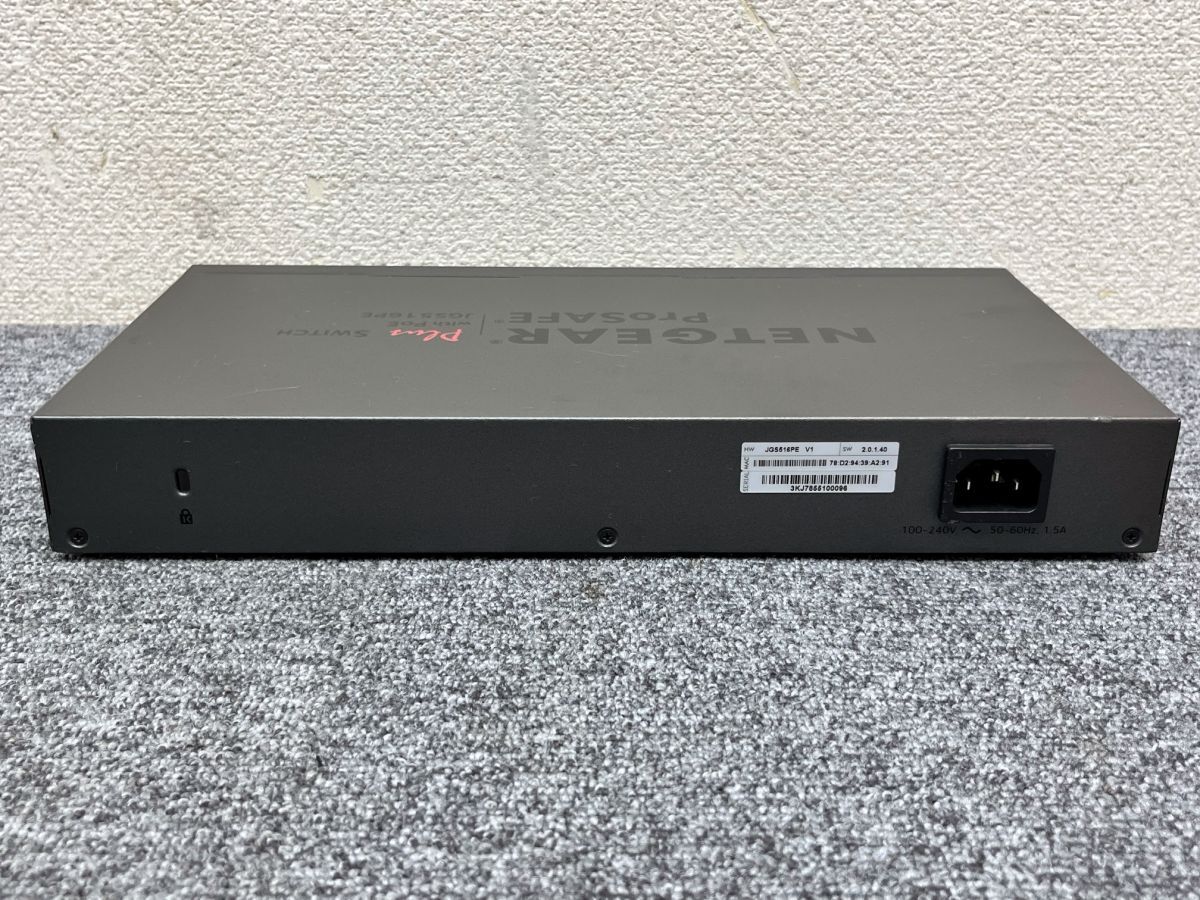 ⑤ NETGEAR スイッチングハブ PoE対応 (85W) ギガビット 16ポート アンマネージプラススイッチ JGS516PE 動作品 【2】E08_画像5