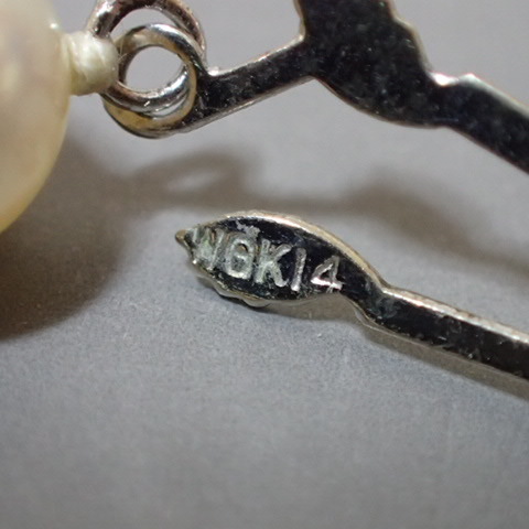 AC-4250　本真珠ネックレス　輝き良好　WG K14 刻印　大粒玉 約7.5mm玉　重さ32.76g　長さ42cm 20240514_画像8