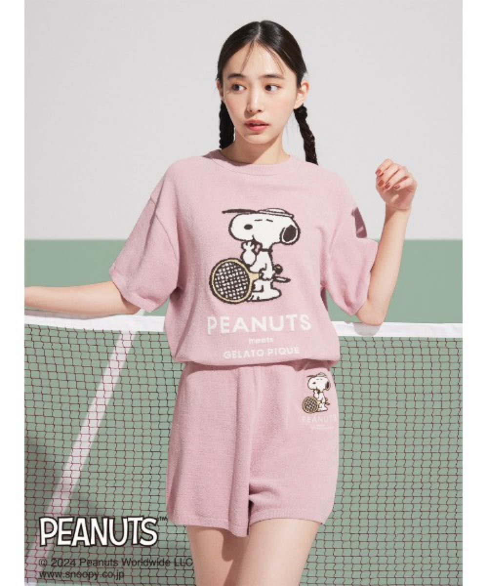 ジェラートピケ snoopy スヌーピー peanuts 上下セット 半袖 ジェラートピケ snoopy スヌーピー peanuts 上下セット 半袖